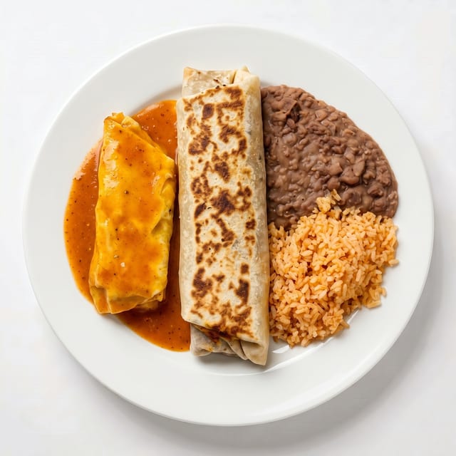 21. Chile Relleno, Burrito de Res, Arroz o Frijoles (Chili Relleno, Ground Beef Burrito, Rice or Beans).